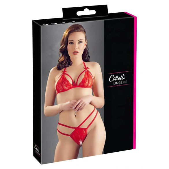 Cottelli - opengewerkt kanten beha set (rood) - M