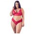 Cottelli Plus Size - zachte kanten beha set (rood) - 3XL