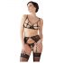 Abierta Fina - schitterende kanten magie - lingerieset (zwart) - XL