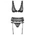 Obsessive Emperita - delicaat geborduurd lingerie set (zwart)