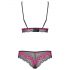 Obsessive Tulia - kanten lingerie set (zwart-roze) - L/XL