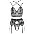 Abierta Fina - kanten lingerie set (zwart)