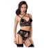 Abierta Fina - kanten lingerie set (zwart) - M