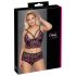 Cottelli Plus Size - Bloemen Bh-set (zwart-paars)