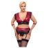 Cottelli Bondage Plus Size - kanten beha set (rood-zwart)