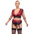 Cottelli Bondage Plus Size - kanten beha set (rood-zwart)