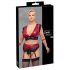 Cottelli Bondage Plus Size - kanten beha set (rood-zwart)