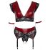 Cottelli Bondage Plus Size - kanten beha set (rood-zwart)