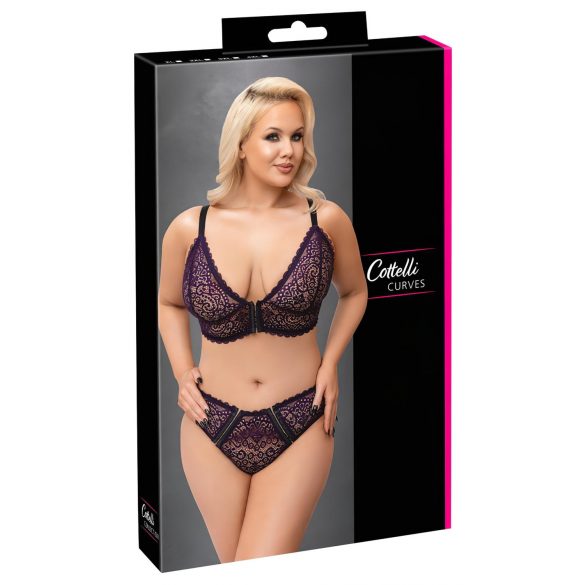 Cottelli Curves Plus Size - Transparante Set met Print (Paars)