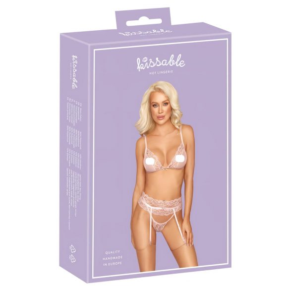 Kusbaar - kanten lingerie set (roze)