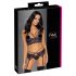 Cottelli - 3-delige kanten lingerie set (zwart-paars) - L