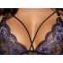 Cottelli - 3-delige kanten lingerie set (zwart-paars) - L