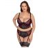 Cottelli Plus Size - Bh-set met jarretels (zwart-rood)