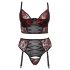 Cottelli Plus Size - Bh-set met jarretels (zwart-rood)