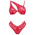 Obsessive Atenica - Kant- en kruisband lingerie set (rood) - M/L