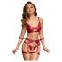 Cottelli Bondage - glanzend beha-set met handboeien (rood)