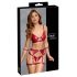 Cottelli Bondage - glanzend beha-set met handboeien (rood)