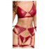 Cottelli Bondage - glanzend beha-set met handboeien (rood) - L