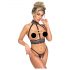 Abierta Fina - kettingen open lingerie set (zwart) - XL