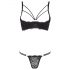 Cottelli - Sexy zwarte beha met bandjes en ringdetails en string - 80B/M