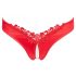 Cottelli - opengewerkte dames slip met bloemen en parels (rood) - M