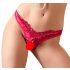 Cottelli - opengewerkte dames slip met bloemen en parels (rood) - M