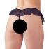 Cottelli - Open string met parels en ruches (zwart) - XL