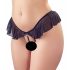 Cottelli - Open string met parels en ruches (zwart) - XL