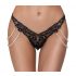 Cottelli - Luxe, geborduurde string met parels (zwart) - M/L