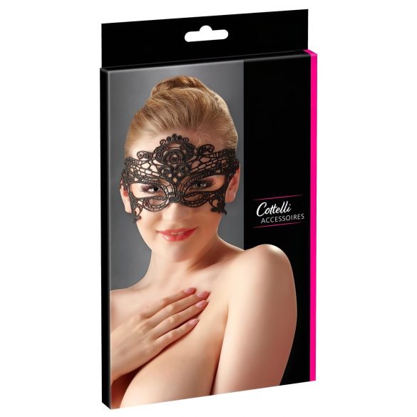 Cottelli - Geborduurd oogmasker met kantlook (zwart)