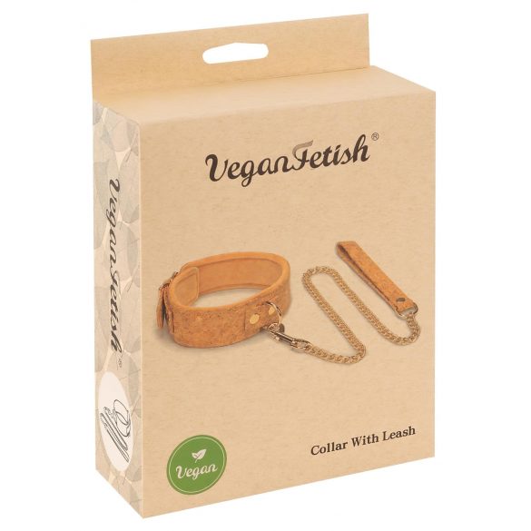 Vegan Fetish - halsband met riem (kurk)