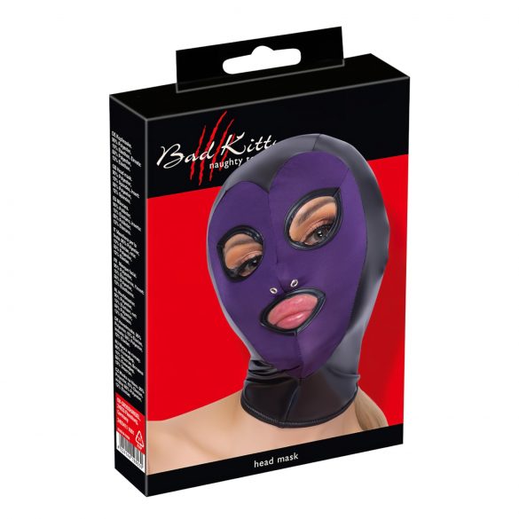 Bad Kitty - glanzend zuigmasker (paars-zwart)