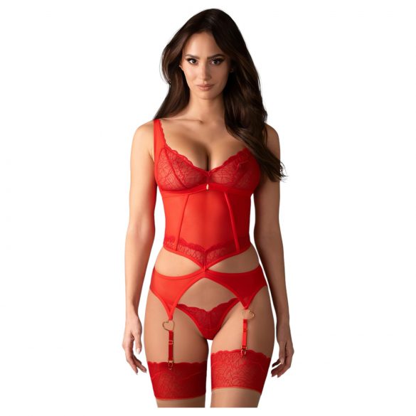 Obsessive Cupide Desir - transparante kanten set (rood)