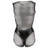 Cottelli - glanzend net bodysuit (zwart) - L