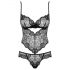 Obsessive Alluria - Bloemetjes kant body (zwart) - L/XL