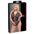 Cottelli Curves Plus Size - Transparante Gelezen Body (Zwart)