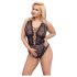 Cottelli Curves Plus Size - Transparante Gelezen Body (Zwart)