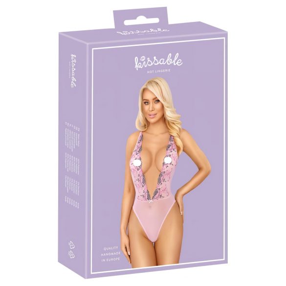 Kissable - roze body met rozenborduursel - L/XL