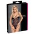 Cottelli - Transparante kanten body met open design (zwart)