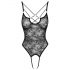 Cottelli - Transparante kanten body met open design (zwart) - M