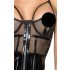 Noir - wetlook jurk met netdetails (zwart)