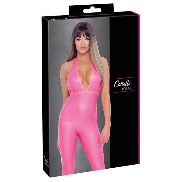 Cottelli Party - jumpsuit met diepe ruguitsnijding (roze)