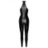 Noir - glanzend catsuit met rits (zwart)