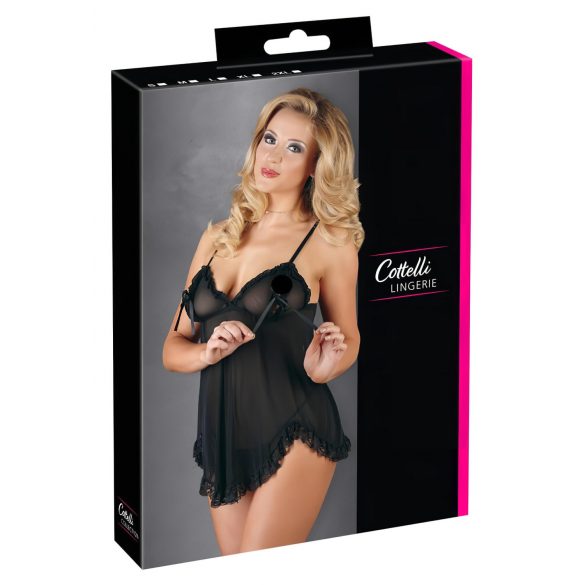 Cottelli - Verleidelijke, frivole babydoll (zwart) - L