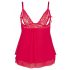 Cottelli Plus Size - kanten, luchtige babydoll (rood)