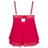 Cottelli Plus Size - kanten, luchtige babydoll (rood)