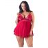 Cottelli Plus Size - kanten, luchtige babydoll (rood) - XL