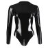 Latex lange mouw vrouwelijk body (zwart) - 2XL