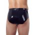 LATEX heren slip met interne kegel zwarte anaal dildo