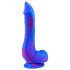 Inkipus - siliconen dildo met teelballen - 18cm (blauw-roze)